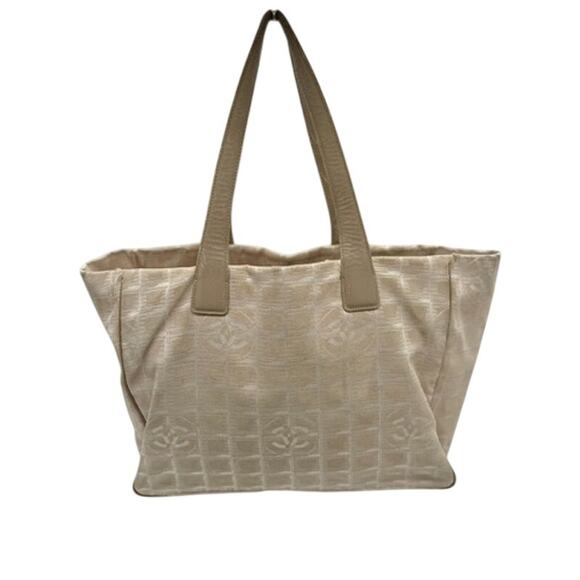 CHANEL Travel Line Tan Nylon Quilted Tote Bag*GUC - Picture 1 of 16